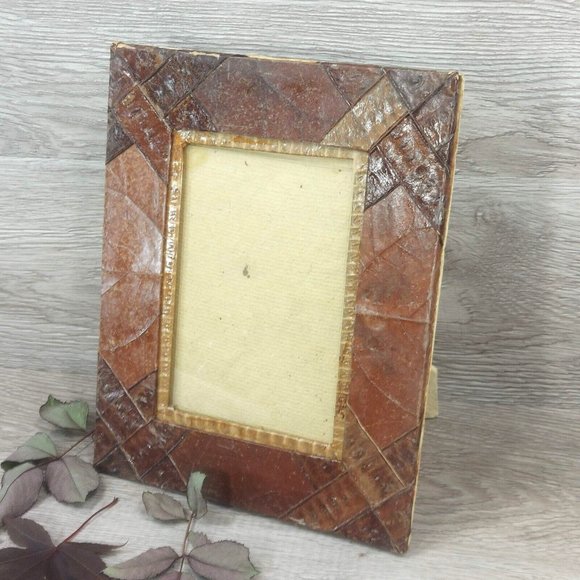 Vintage Dry Leaf Photo Frame Tabletop Boho Ornament Free Stand Display Décor - Picture 5 of 16